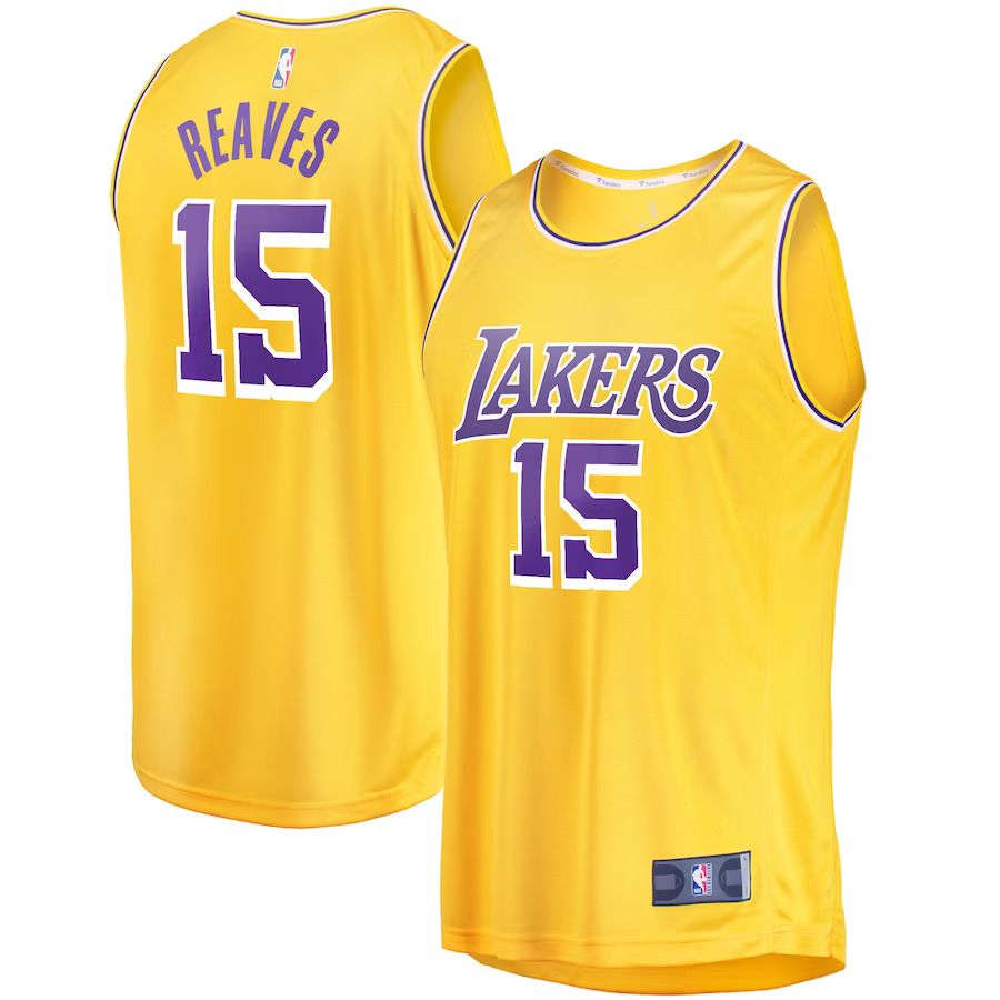 Men Los Angeles Lakers #15 Austin Reaves Fanatics Branded Gold Fast Break Player NBA Jersey->los angeles lakers->NBA Jersey